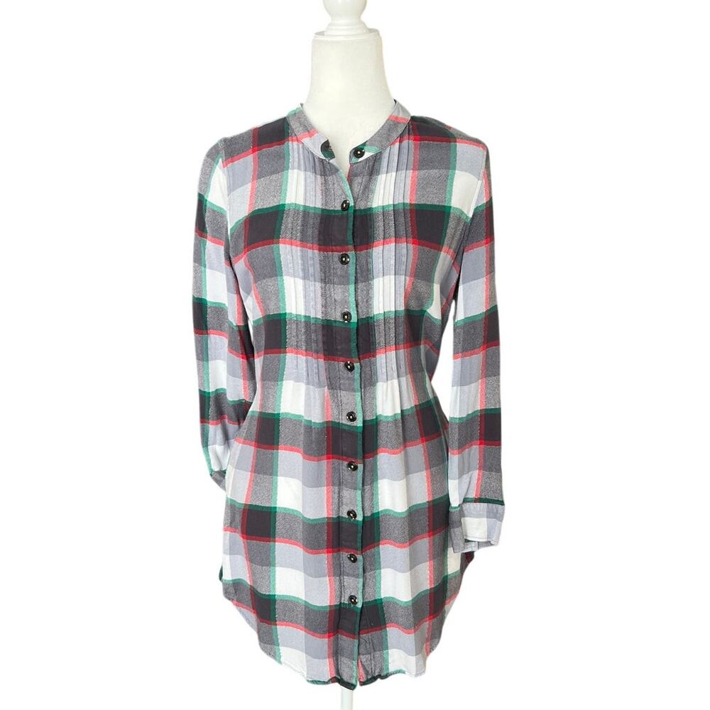 Matilda Jane Pintuck Plaid Belted Shirtdress Women's Size L Coming To Town Cabin